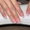 LunarCharm 24 Stück Pink French Tip Press on Nails Mandel,