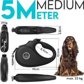 HUND IST KÖNIG Retractable Dog Lead 5 m for Small and Large Dogs, High-Quality Extendable Dog Lead with Comfortable Handle, Robust Extendable Lead, 15-50 kg