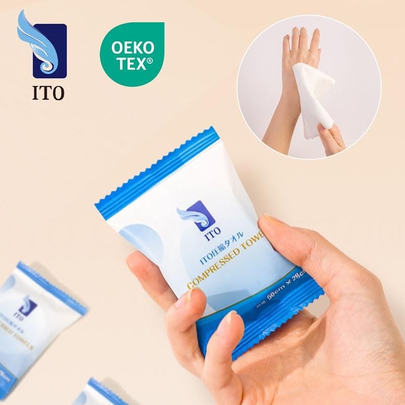 ITO Compressed Towel, Face Towel, Cleansing Towel (6 per Bag,