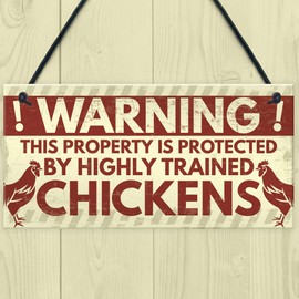 RED OCEAN Novelty Chicken Warning Sign Pet Bird Hen Gifts Chicken Coop Garden Home Plaque Funny Birthday Gift For Chicken Lovers