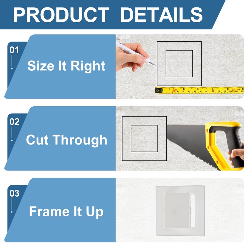 PATIKIL 5x5 Inch Removable Hinged Access Panel, 3Pcs ABS Plumbing