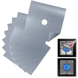 Cubiertas para estufa de gas, 8 piezas fundas para quemador de estufa reutilizables, fabricado con resina de PTFE, eficaz contra las manchas de aceite, resistencia a altas temperaturas de 260°C(Plata)