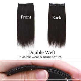 SEGO 2 Pcs Short Hair Extensions Clip in Human Hair 8 Inch 24g Hairpiece Human Hair Toppers for Women With Thinning Hair Adding Hair Volume -Natural Black