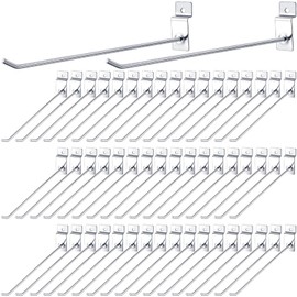 Therwen 100 Pcs Heavy Duty Slatwall Panel Hooks 10 Inch Hanging Slatwall Accessories Metal Hanging Hooks Silver Commercial Grade Hanger for Garage Shop Retail Display