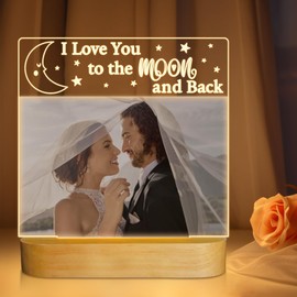FULLOSUN Light up Picture Frame, I Love You to the Moon and Back 4x6'' Acrylic Photo Frame with LED Night Light, Home Desktop Decor Romantic Gift for Lover Wife Girl Couple Valentine's Day Wedding Anniversary Birthday