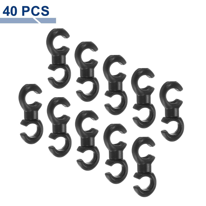 sourcing map 40pcs Bicycle S-Hook Clips Clamps Plastic Rotatable S