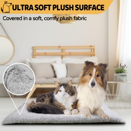 ZENGAOOU Dog Bed, Dog Crate Mat Washable, Ultra Soft & Anti-Slip Large Dog Bed Fit Dog Crates & Kennels, Suitable for Dogs Up to 70 lbs, 36" x 23", Grey