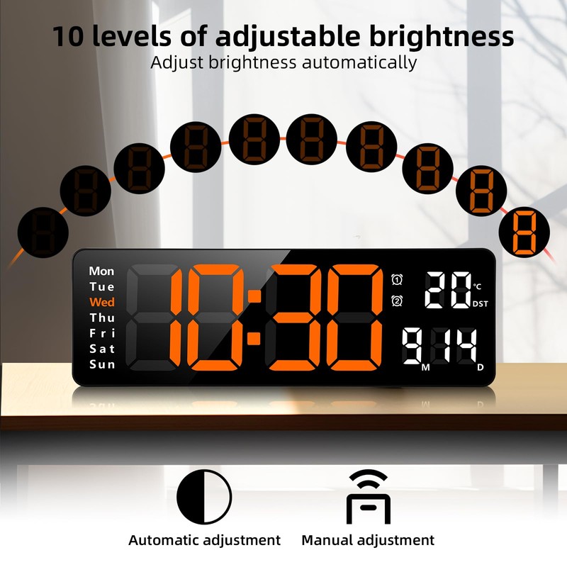 Koolertron Digital Wall Clock, 13-inch Large Display, LED Digital Clock