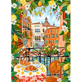 Lucky Puzzles - Venetian Escape: A Table with a View - 1000 Piece Jigsaw Puzzle for Adults | Unique Venice Puzzle | Perfect for Relaxation & Brain Teasers