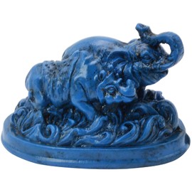 YISHUI Feng Shui C1008 Figurine Goods, Blue, Elephant and Rhinoceros, Good Luck, Good Luck Up, Money