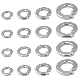 ZIUZI 150Pcs 18-8 Stainless Steel Spring Lock Washers Assortment Kit - 4 SAE Sizes (1/4", 5/16", 3/8", 1/2") Split Lock Washers for Screws & Bolts, Fastener