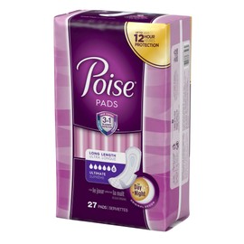 Poise Ultimate Long Pads,27 Count (Pack of 1)