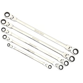 5pc Flex-Head Double Box End Ratcheting Wrenches CrV XL Design MM 8mm - 19mm