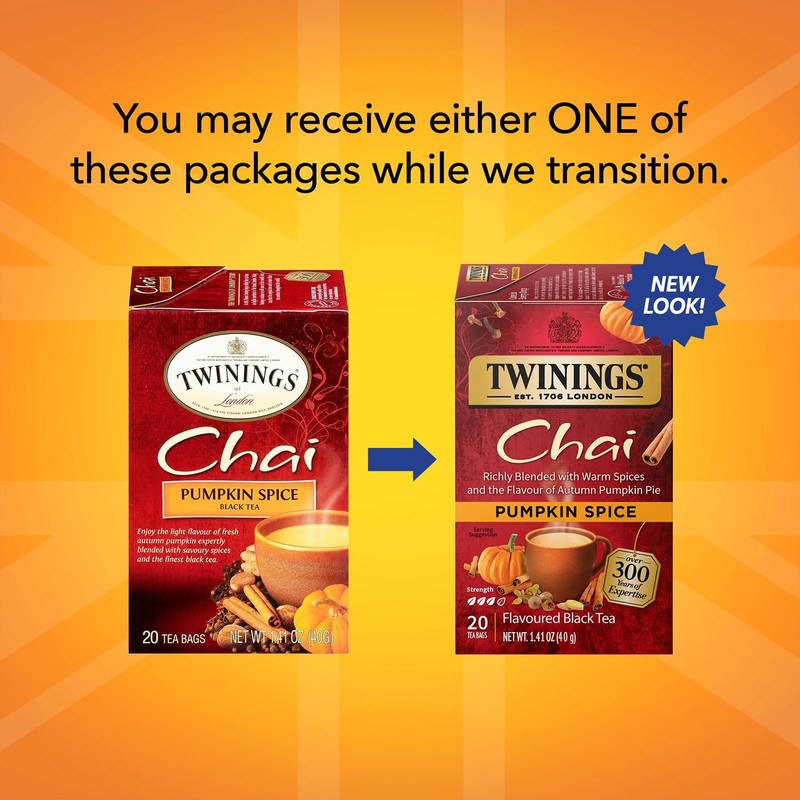 Twinings Pumpkin Spice Chai Tea, Caffeinated Black Tea Naturally Flavored