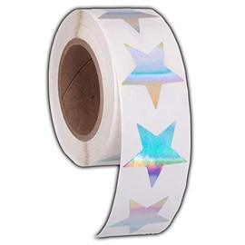 1.5" Star Adhesive Label Stickers, 500 Stickers per Roll,1-1/2 Inch for Teachers, Parents, and Kids - Made in The USA (Rainbow Holo)