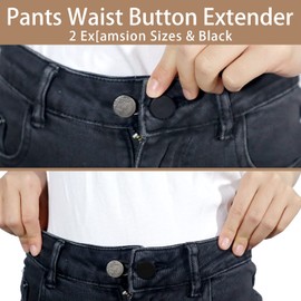 12PCS Button Extenders for Jeans, Jean Button Extender, Button Extender for Pants, Waist Extenders for Pants for Women for Men, Pants Waist Extension 1/1.4 Inches, Black, Blue, Khaki