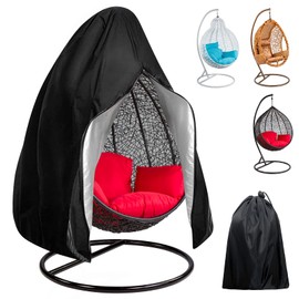 Nizirioo Hanging Chair Cover, Hanging Chair Protective Cover, Rain Cover for Hanging Chair, Fabric and Interior with PVC Coated, Black, Waterproof, Windproof, Winterproof, 115 cm x 190 cm
