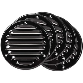 Repa Market 4'' Inch (Opening Dimensions) Black Vent Covers - Pack of 5 - Metal Round Soffit Vent - Air Vent Louver - Built-in Screen Mesh - HVAC Ventilation Grille - 5.5" Inch (Outer Dimensions)