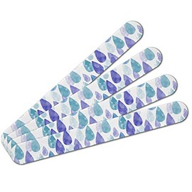 Watercolor Raindrops Pattern Double-Sided Nail File Emery Board Set 4 Pack