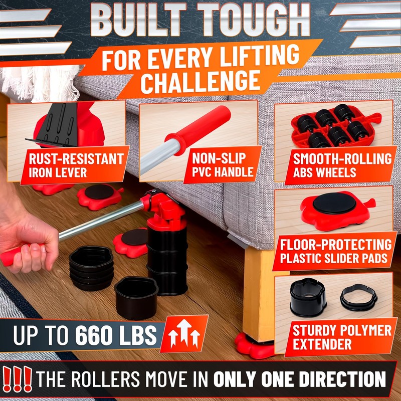 Heavy Furniture Movers with Wheels – Furniture Lifter Tool for