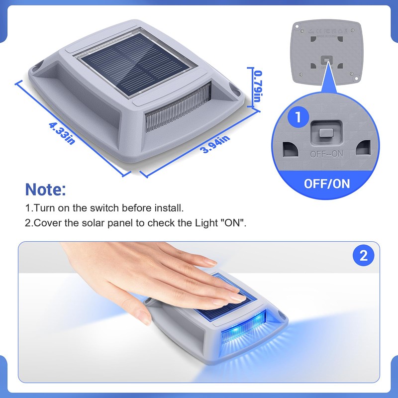 Etetale Solar Driveway Lights Outdoor 6 Pack, IP68 Waterproof Solar