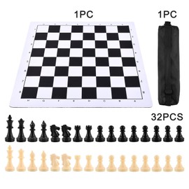 Portable Chess & Checkers Set, 35cm Tournament Chess Mat with Chess & Storage Bag, Chess Rollable Chessboard, Roll Up Chess Board Travel Chess Sets(Size:35cm)