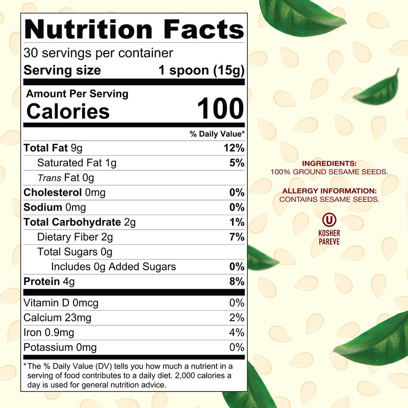 Baron's Kosher 100% Pure Ground Sesame Tahini 16-ounce Jars (1