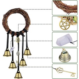 CENPEK Witch Bells Protection for Doorknob Hanger Wicca Wind Chimes Witchy Things Attracts Positive Witchcraft Wicca Accessory for Boho Home Room Decor