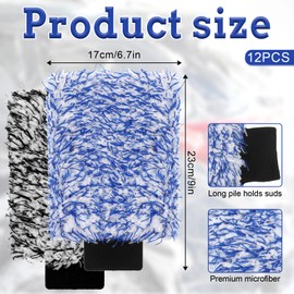 Xthrotsenk 12 Pcs Microfiber Car Wash Mitts Ultra Absorbent Car Sponge Glove Microfiber Car Cleaner Mitt Detailing Washing Gloves Automotive Car Cleaning Supplies for Cars Motorcycles Trucks