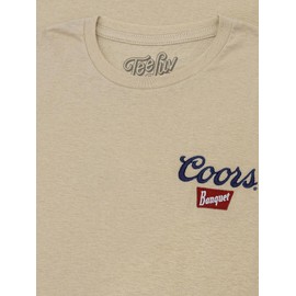 Tee Luv Men's Coors Banquet T-Shirt - Embroidered Coors Beer Logo Shirt, Sand, L