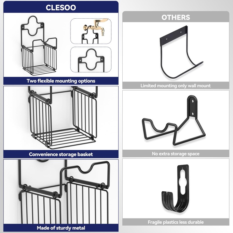 Garden Hose Holder Metal Water Hose Holder with Storage Basket