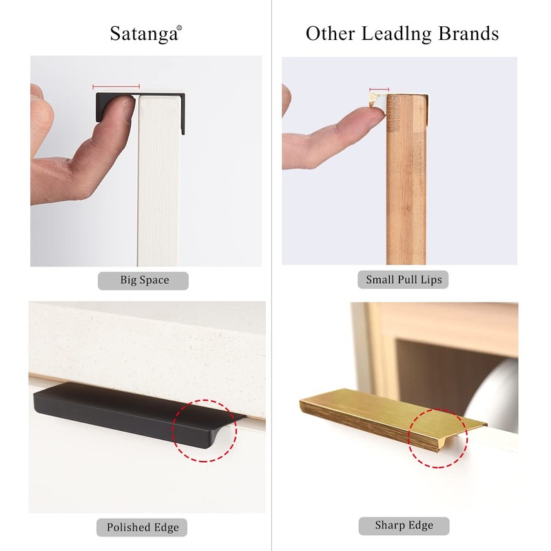 Satanga Edge Black Finger Pull for cabinets Kitchen Concealed Drawer