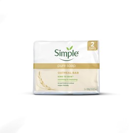 Simple Pure Soap Oatmeal Bar Twin Pack (2 x 100g) – Fragrance Free Soap for Sensitive Skin – Gentle Cleansing for Eczema & Rosacea Prone Skin