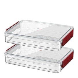 Comforhous 2 Pack Document Storage Clear Plastic Storage Boxes with Lids Stackable Storage Bins Paper Storage Box Containers for Organizing A4 File Paper Document Photo Scrapbook Craft Storage Red