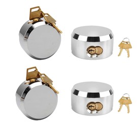 4 Pack Hidden Shackle Padlock Keyed Alike Heavy Duty Trailer Puck Padlocks Anti Theft 2-7/8" Solid Steel Puck Lock for Trailers Trucks Vans Shed Gates Garage