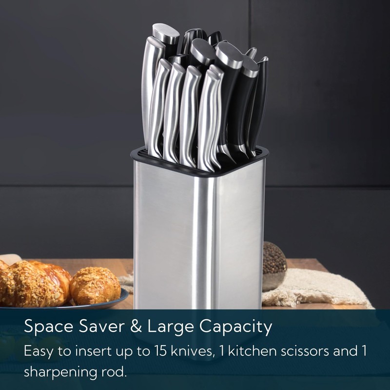KITCHENDAO XL Stainless Steel Universal Knife Block Holder Without Knives,