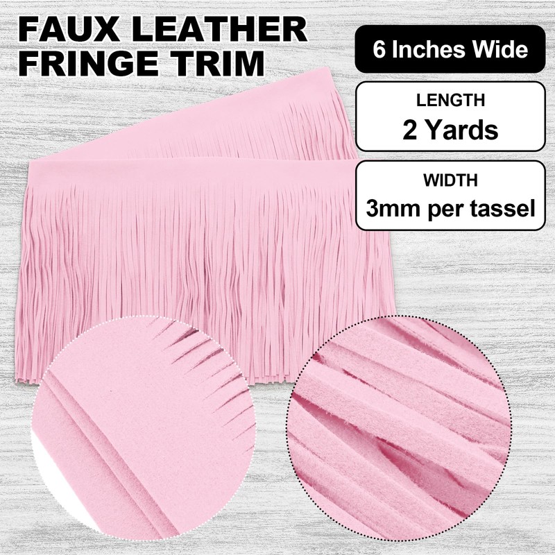 Luomorgo 2 Yards Suede Fringe Trim 6" Wide - Faux