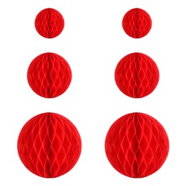 SEWACC Honeycomb Balls, Red Lantern, Decoration, Hanging, Honeycomb, Paper Decoration, Festival, Lanterns, Christmas Decoration, Wedding, Party, Wedding, Birthday, Pack of 6 (3.9 inches (10 cm) / 7.9