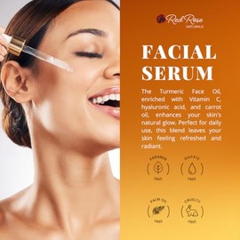 Aceite facial de cúrcuma Suero facial y humectante con vitamina C para mujeres y hombres, hidrata y revitaliza la piel opaca Todo tipo de piel...     
