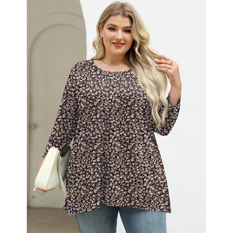 LOMON Plus Size Spring Clothes for Women 3/4 Length Sleeve