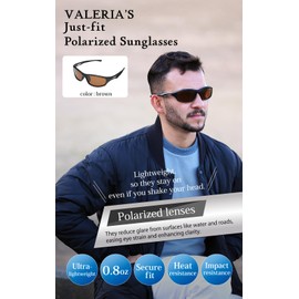 VALERIA Polarised Sports Sunglasses [Wind & Dust Protection] TAC Lenses Hard Case Included TYPE2 (Brown)