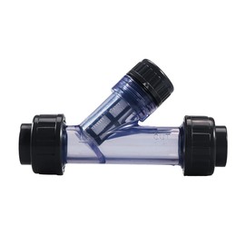 TOMEX 3/4'' Y-Strainer - Clear UPVC Sediment Y-Strainer, True Union, 20 Mesh, Socket Female [Socket 3/4 Inch]
