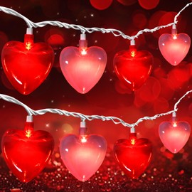 8.5Ft Valentines Day Decorations, Red & Pink Heart String Lights with 10 LED Clear Red and Pink Heart Lights, Connectable Romantic Valentine's Day Light for Wedding Valentine Anniversary Party