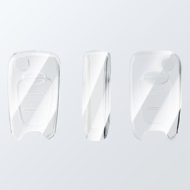 OFFCURVE Transparent Car Key Case Car Key Cover Key Fob Cover Key Cover Case Suitable for Hyundai Elantra i10-i40 ix20-ix55 Santa Fe Verna Sportage Carens Forte Avante (White)