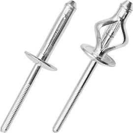 JIANDAXIN 40Pcs Tri Fold Aluminum Folding Large Flange Round Head Blind Rivets,Tri Grip Exploding Large Cap Pop Rivets for Automotive, Soft or Plastic Materials (Silver, 15/64" x1-1/32)