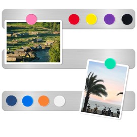 DUJEQM Magnetic Board Frameless Stainless Iron Board Metal Strips, Magnet Bulletin Board Magnetic Strips with Adhesive Backing Memo Magnet Board Bar with 10 Colorful Magnet for Home Office School,3PCS