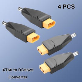 JSADZKJ 4Pcs XT60 to DC5.5 X 2.5mm Power Converter, XT60 Male/Female to DC5525 Solar Panel Cable Adapter, XT60 to DC Drone Battery Converter for Solar System,Drone Batteries,LED Light