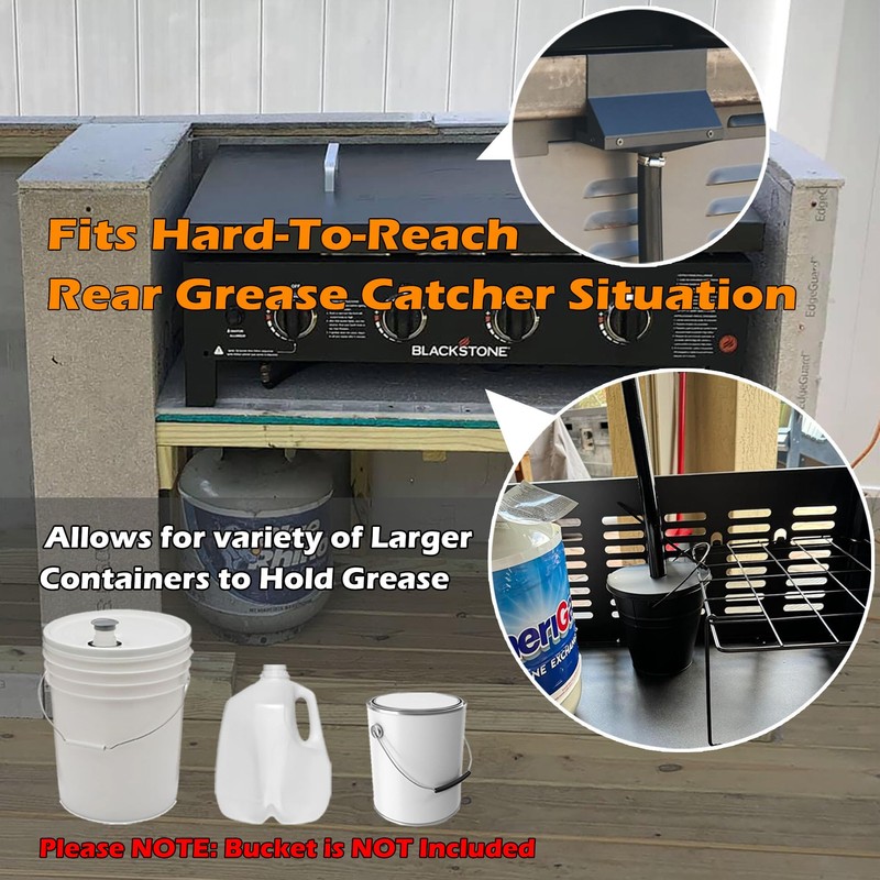 Rear Grease Drainage Funnel for Blackstone Grease Catcher Upgrade, Enclosed