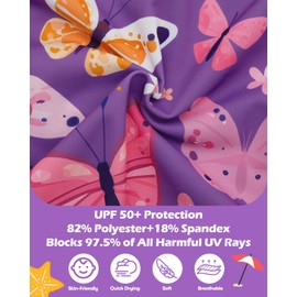 babygoal Infant Baby Girl One-Piece Swimsuit Long Sleeve Rash Guard with Hat Set, Butterfly Zipper Toddler Bathing Suit for Beach & Pool- YZU06-6-12M-B