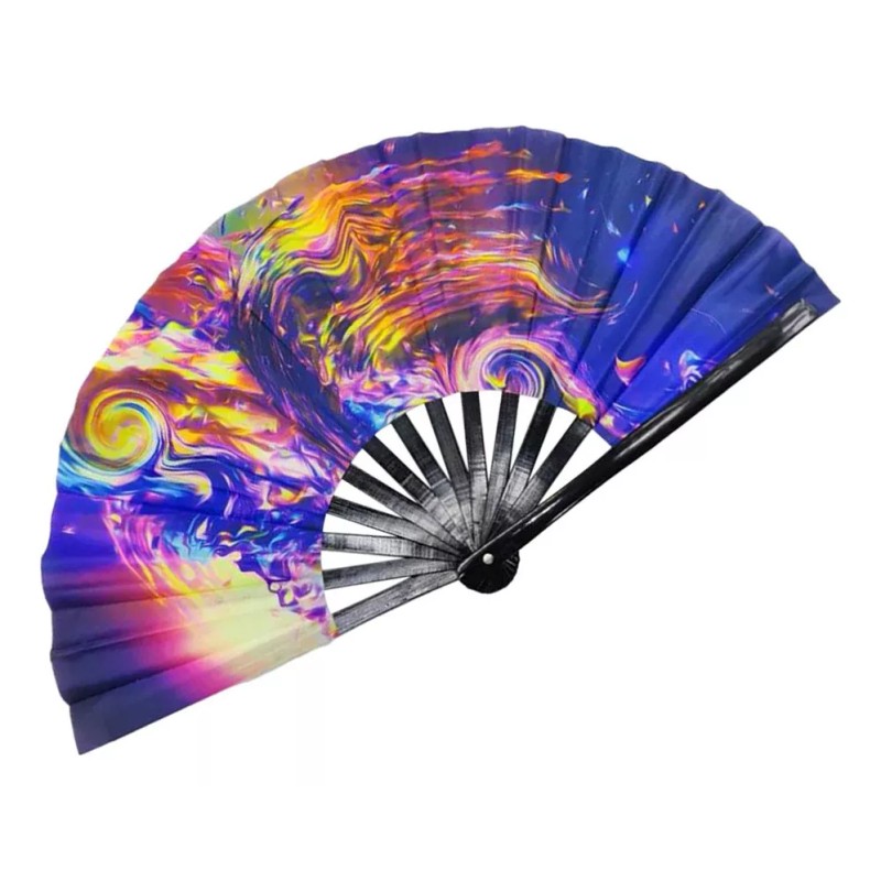 Generic W Abanico De Mano Plegable Rave Grande Con Efectos